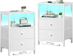 BOLUO White Nightstands Set of 2, Bedroom Night Stand Set Two Nightstand by BOLUO