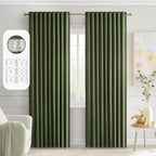 MIULEE Olive Green Back Tab Blackout Curtains 52x90 Inch Long 2 Panels Set | by MIULEE