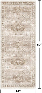 Boho Bathroom Rug 2x5 Runner, Neutral Farmhouse Kitchen Rugs, Small Throw - Image 2
