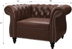 Living Room Chair, Modern Leather Chesterfield Sofa Chair, Mid Century Single - Image 2