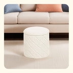 PINPLUS Ottoman with Stroage Round Boucle Ottoman and Tray Sherpa Removable - Image 6