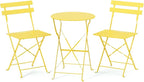 VINGLI Outdoor Folding Bistro Table and Chairs Set of 2, 3-Piece Bistro Set by VINGLI