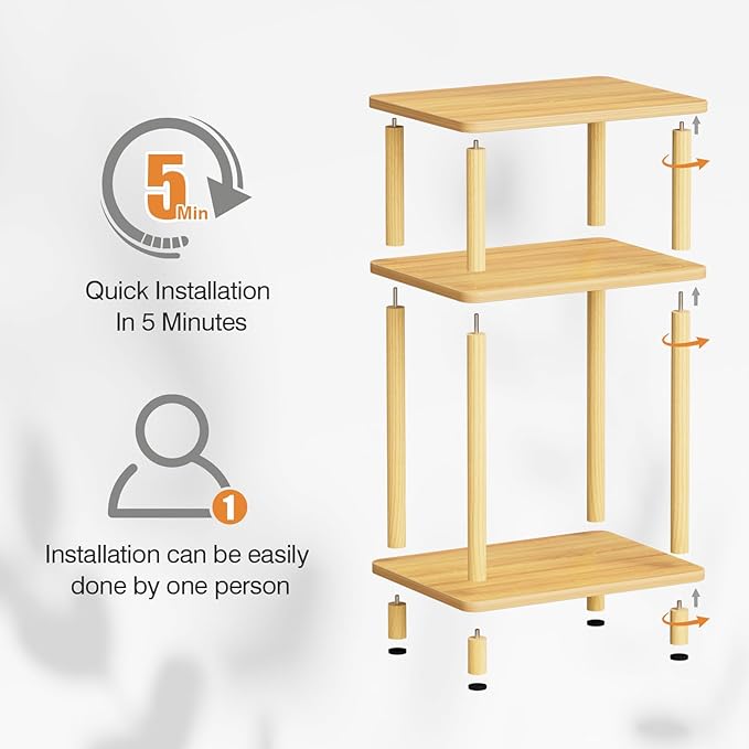 Apicizon 3 Tier End Table, Record Player Stand - Image 7