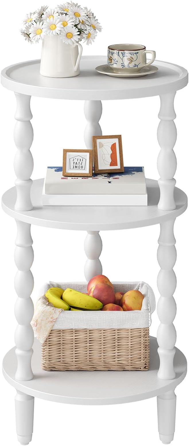 HOOBRO Round Side Table for Small Space, 3-Tier Small Round End Table by HOOBRO