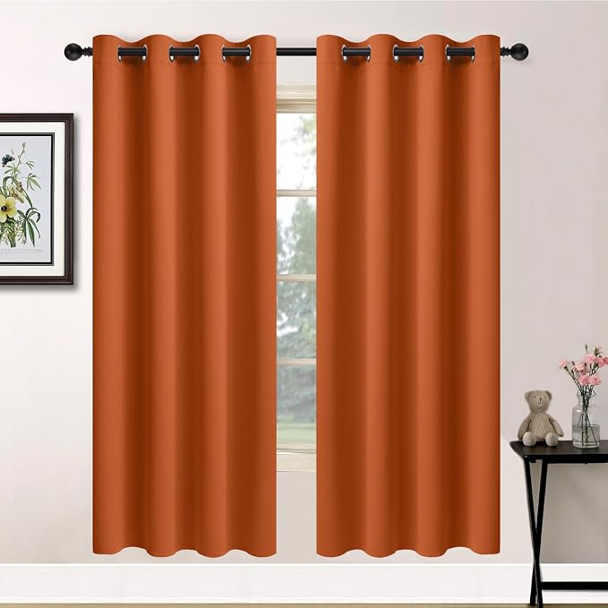 Yakamok Room Darkening Curtains 52x72 inch Length Orange-Living Room | 2 panels by Yakamok