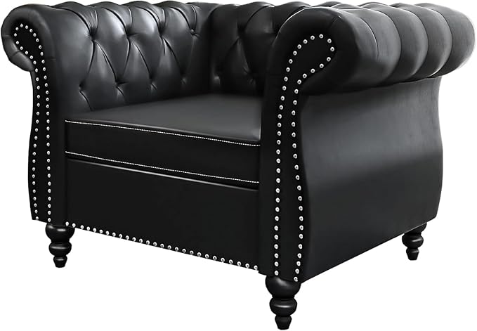 Mid-Century Sofa Chair, Faux Leather Accent Chair - Image 6