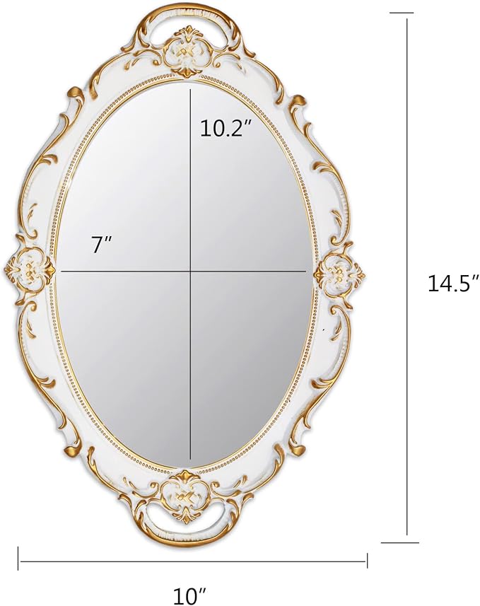 Eaoundm 14.5 x 10 inchs Oval Antique Decorative Wall Mirror Vintage Hanging - Image 5