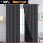 Yakamok Charcoal Grey 100% Blackout Curtains 84 Inches Long 52" Wide 2 PCS | - Image 2