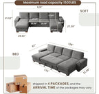 129" Convertible Sleeper Sofa Bed, L Shaped - Image 3