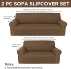 Peryiter 2 Pcs Sofa Covers Couch and Loveseat Covers Set Stretch Sofa Slipcover - Image 2