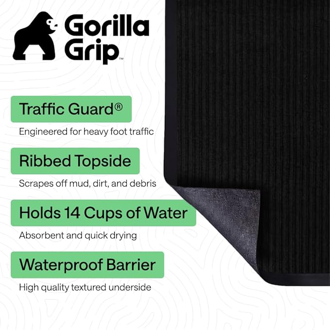 GORILLA GRIP Waterproof Traffic Guard Door Mat, Indoor Outdoor Heavy Duty - Image 2