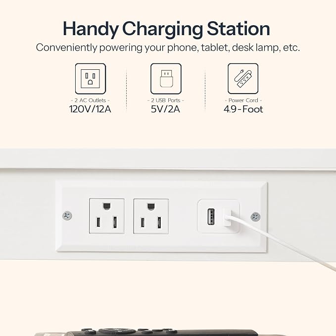 HOOBRO Side Table with Charging Station and USB Port, Small End Table - Image 4