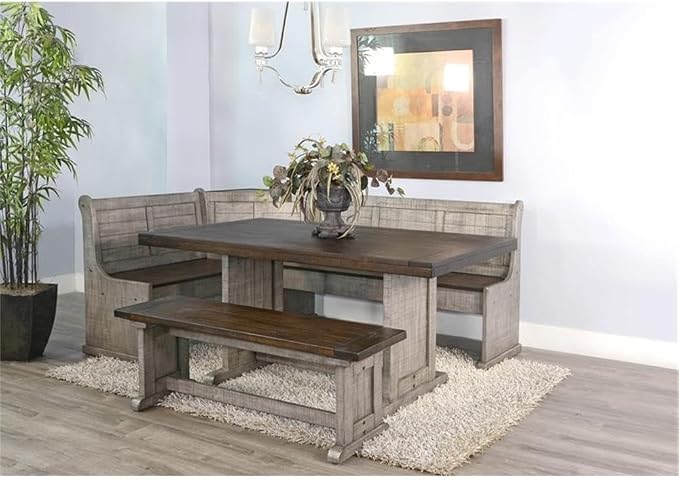 Pemberly Row 3-Piece Traditional Solid Wood Breakfast Nook Set - Image 2