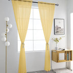 SpaceDresser Basic Rod Pocket Sheer Voile Window Curtain Panels Gold 1 Pair 2 - Image 2