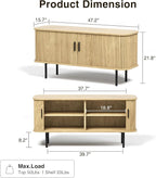 47''W Natural Storage Cabinet, Media Console, Tambour TV Stand; Sliding Door - Image 2