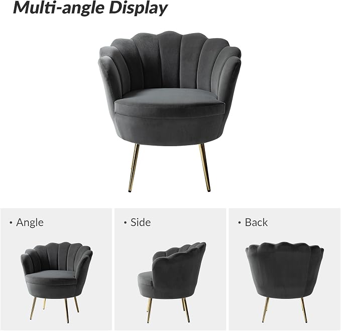 HULALA HOME Modern Velvet Accent Chair - Image 3