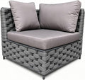 TWT Dark Gray Left Arm Outdoor Sofa, Modular Patio Chair by TWT