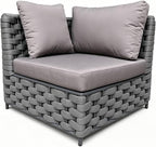 TWT Dark Gray Left Arm Outdoor Sofa, Modular Patio Chair by TWT