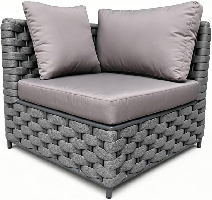 TWT Dark Gray Left Arm Outdoor Sofa, Modular Patio Chair by TWT