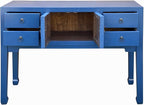 Oriental Bright Blue Long Moon Face 4 Drawers Slim Foyer Table Acs7761 - Image 5