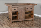 Pemberly Row 80" Farmhouse Wood Home Bar Unit, Stemware Rack, Wine Storage - Image 7