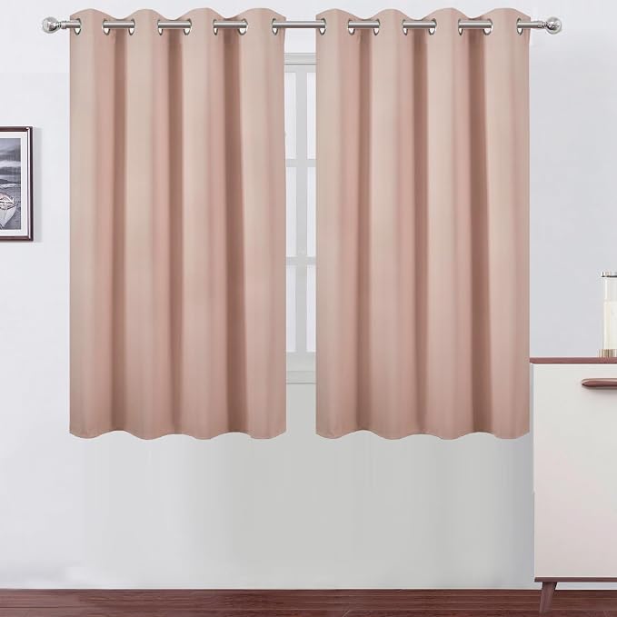 Blush Thermal Blackout Curtains/52 x 54 Inch/Set of 2 Panels Room Darkening by Lemomo