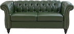 Mid-Century 3 Seater Sofa, Faux Leather Couch - Image 7