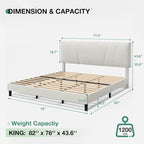 Novilla King Bed Frame and Headboard, King Bed Frame, Velvet Upholstered Bed - Image 2