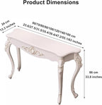 Victorian Style White Console Table, Vintage Entryway Foyer Narrow Sofa Table - Image 3
