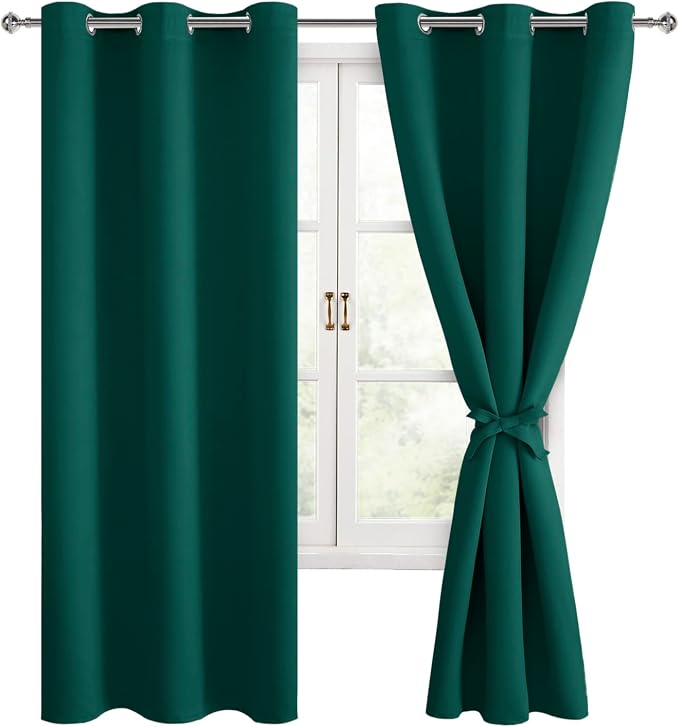 Blackout Curtains for Bedroom, Hunter Green, 42 x 63 Inch, 2 Panels | Thermal - Image 8
