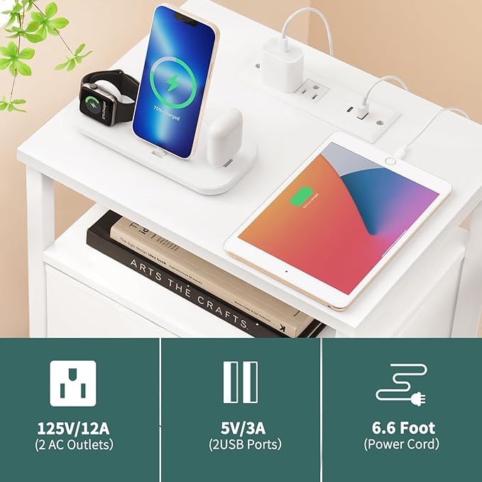 Yoobure Night Stand with Charging Station, 16 Colors LED Nightstand with USB - Image 5