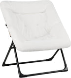 Comfy Saucer Chair for Adults, Soft Faux Fur Bedroom Chair, Accent Dorm Chairs by MordchilHF