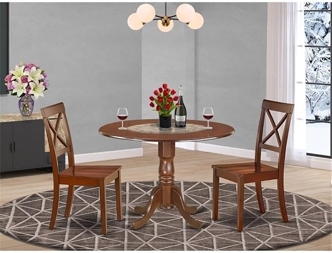 East West Furniture DLBO3-MAH-W 3 Piece Modern Dining Table Set Contains a - Image 2