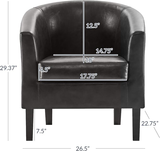 BELLEZE Accent Barrel Chair, Linen Round Chair Club Tub Sofa Corner Chair - Image 3