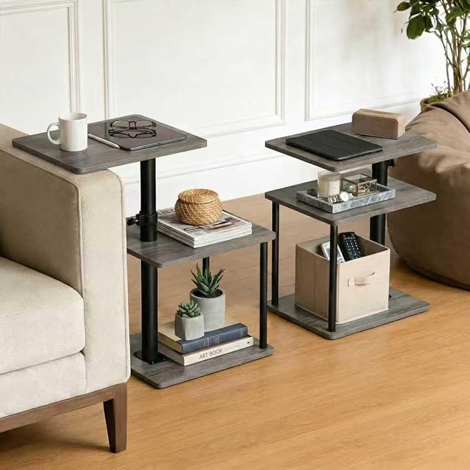 Faesun Swivel Side Table for Couch Arm, Adjustable C End Table for Recliner or by Faesun