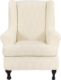 KRFOONN Stretch Wing Chair Slipcovers Jacquard 2 Piece Wingback Chair Covers by KRFOONN