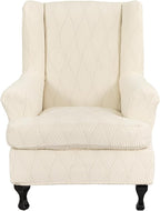KRFOONN Stretch Wing Chair Slipcovers Jacquard 2 Piece Wingback Chair Covers by KRFOONN