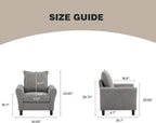 Mid-Century Accent Chairs Set of 2, Modern Linen Fabric Armchair - Image 2