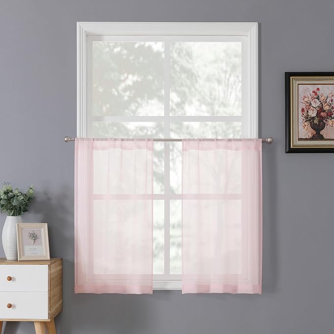 Tollpiz Sheer Tier Curtains Kitchen Linen Textured Half Curtain Sheers Light by Tollpiz