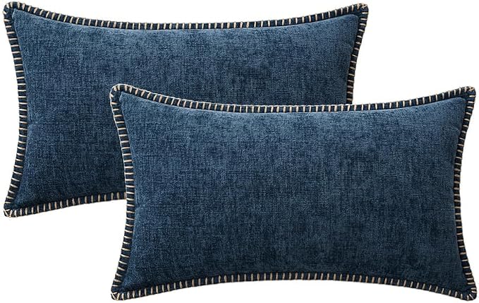 MIULEE Decorative Lumbar Throw Pillow Covers 12x20 Inch Dark Blue 2 Pack | - Image 8