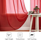 MIULEE 2 Panels Red Sheer Christmas Window Curtains 54 X 72 Inches | Solid Color - Image 6