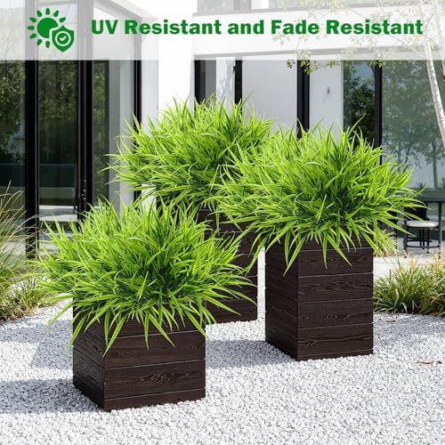 Uieke 28 Bundles Artificial Outdoor Plants UV Resistant Fake Grass Plants Faux Plastic Plants Greenery Shrubs for Home Garden Pathway Window Box Front Porch Spring Summer Decor, Green - Image 4