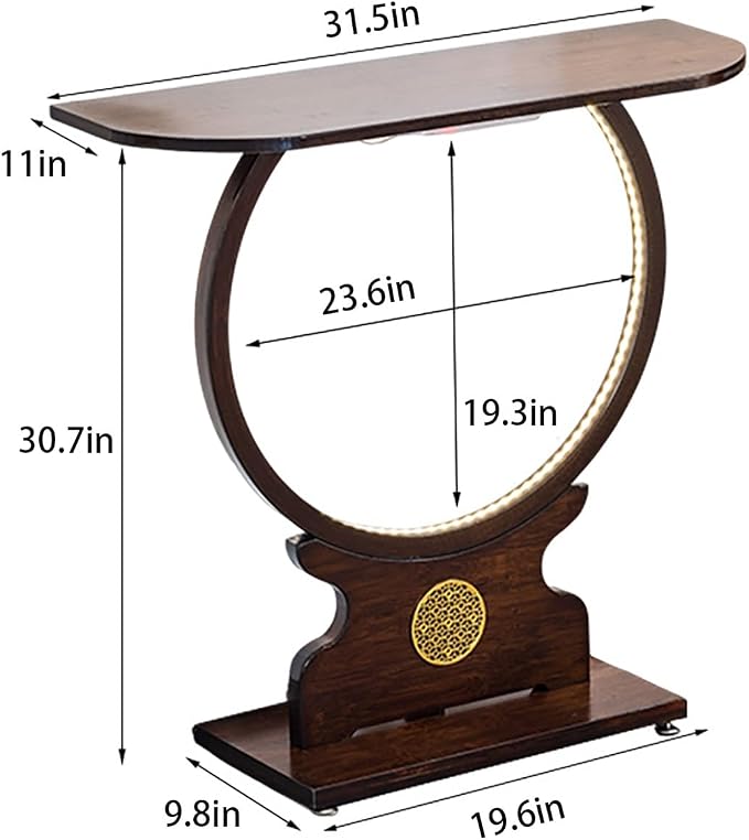 Wood Console Table for Entryway or Living Room, Circle Design - Image 2