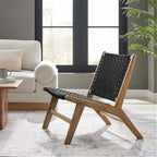 Modway Saoirse Woven Rope Wood Accent Lounge Chair in Walnut Black - Image 2