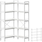 Huuger 5 Tier Bookshelf, L Shaped Corner Bookshelf by Huuger