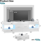 Bestier TV Stand for 55/60/65 Inch TV, High Gloss Modern TV Stand - Image 2