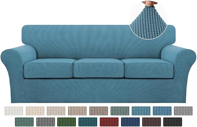 Turquoize 4 Piece Sofa Covers for 3 Cushion Couch Sofa Slipcover Soft Couch by Turquoize