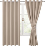 Grommet Blackout Curtains for Bedroom 60 x 72 Inches Camel 2 Panels | Thermal by Hiasan