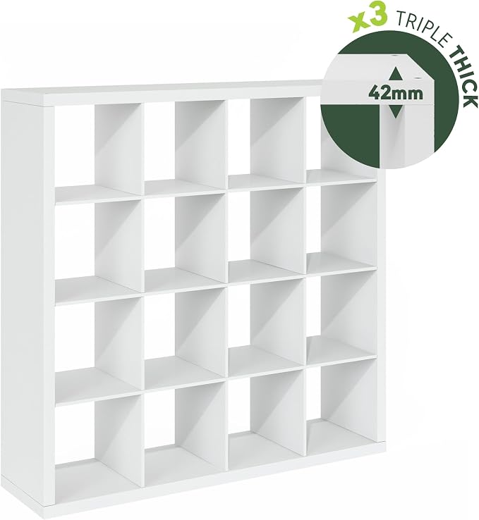 Furinno Cubicle Book Shelf, 16-Cube Bookshelf, Triple Thick Frame Cube Storage - Image 9