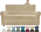 ZNSAYOTX Luxury Velvet Couch Cover 4 Piece Stretch Sofa Covers by ZNSAYOTX
